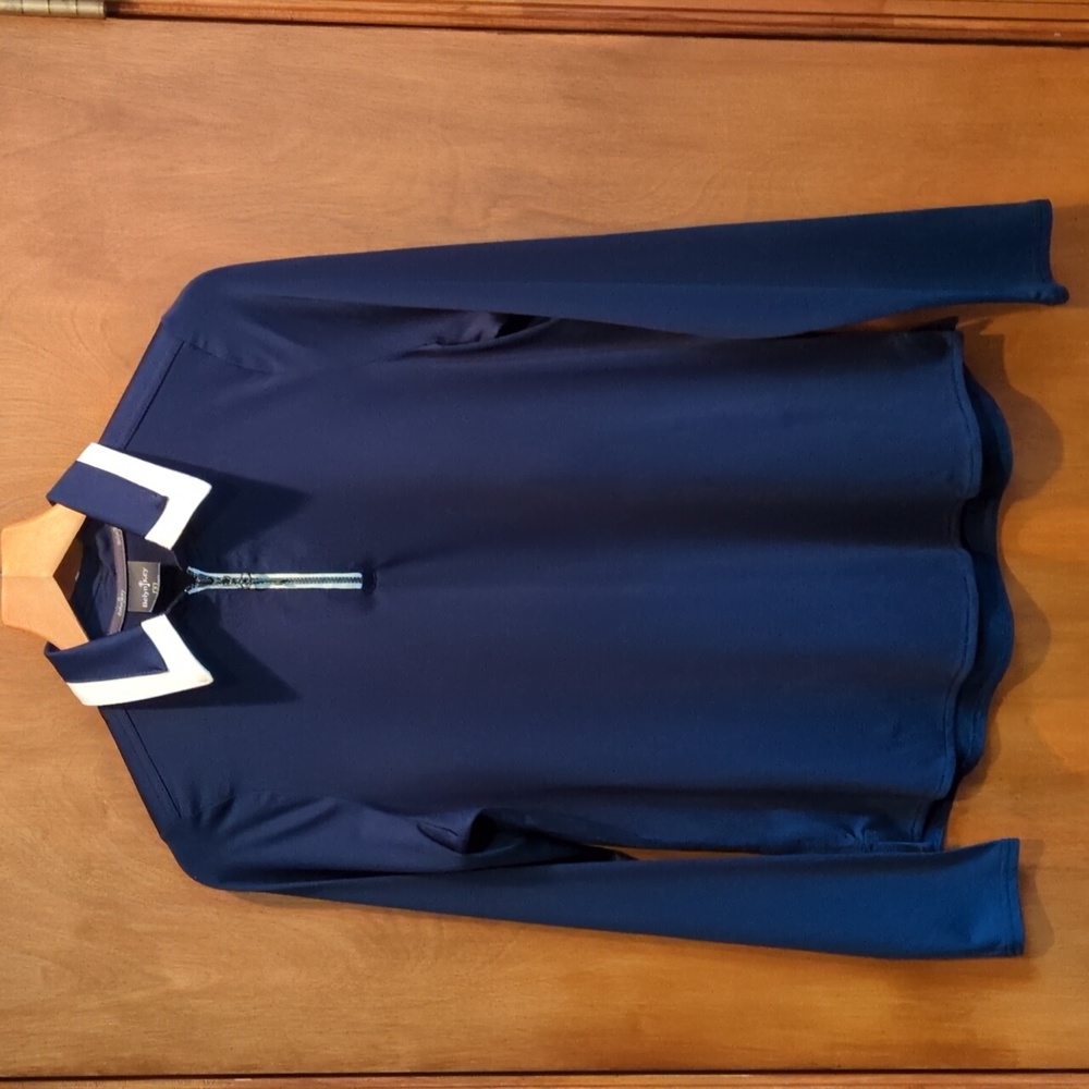 Belyn Key Birdie Long Sleeve Polo In Ink Size S - Picture 2 of 7